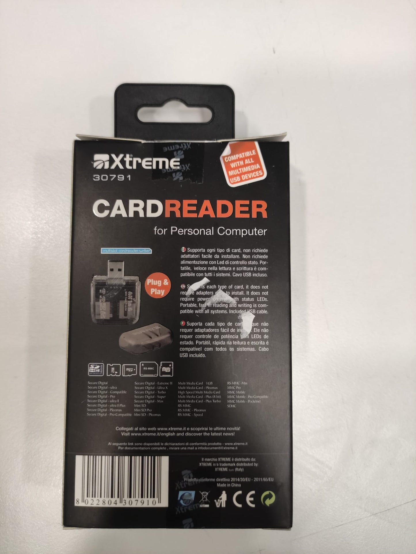 Lettore Multicard esterno Xtreme CR615 USB 2.0 SD/MMC/MS