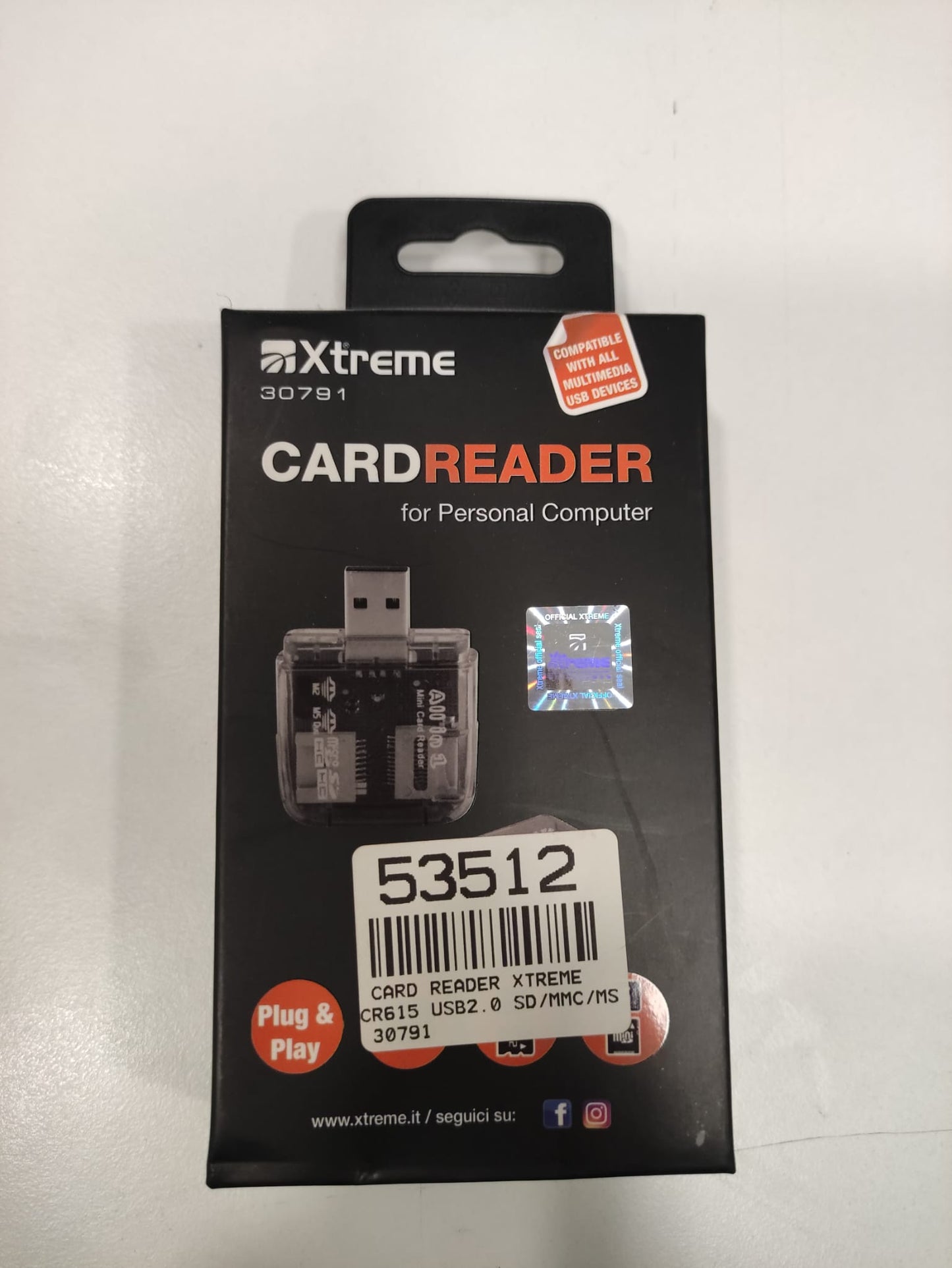 Lettore Multicard esterno Xtreme CR615 USB 2.0 SD/MMC/MS