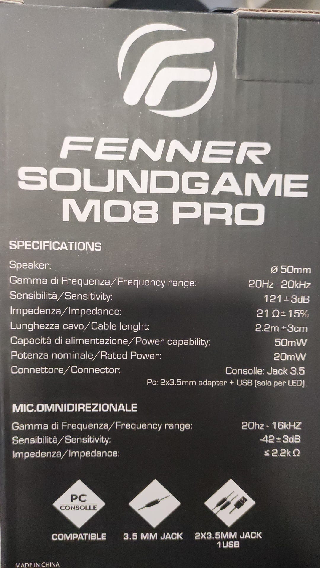 Cuffie gaming con microfono per console e pc Fenner Soundgame m08 pro